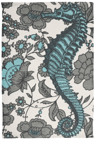 Seahorse Vineyard Hand Screen Printed Cotton Bath Mat