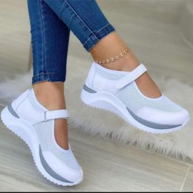 2022 New Autumn Outdoor Breathable Mesh Shoes Women Casual Platform Sneakers Travel Walking Footwear Large Size Vulcanized Shoes (Color: White, Shoe Size: 36)