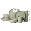 12-Piece Stoneware Dinnerware Sets with Mugs | Microwave & Dishwasher Safe | Non-Toxic Dinner Plates Bowls Set | Stackable Matte Glaze Kitchenware for