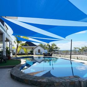 Artpuch Custom Size Sky Blue Sun Shade Sail Triangle Canopy 185 GSM Durable Fabric UV Block Awning for Outdoor Patio Garden Backyard (Customized Avail (Color: Sky Blue, size: 16x24x28.8)